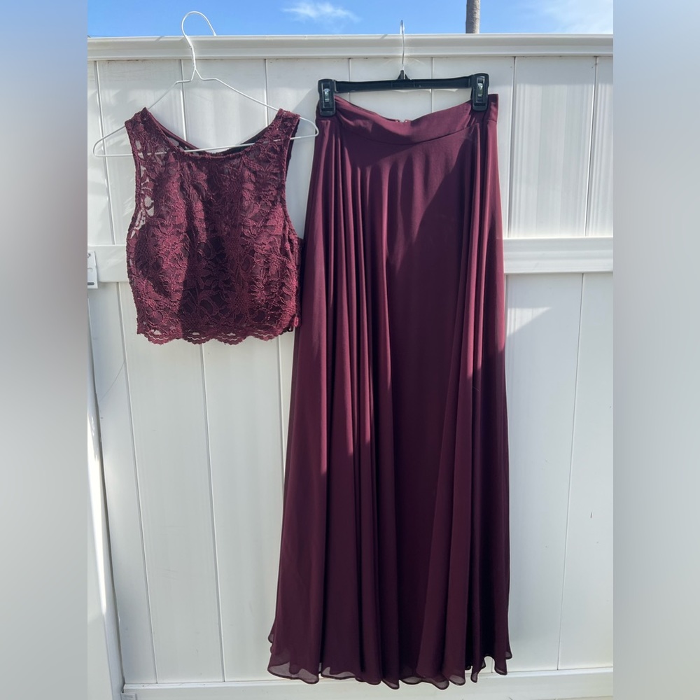 Burgundy 2-piece dress set